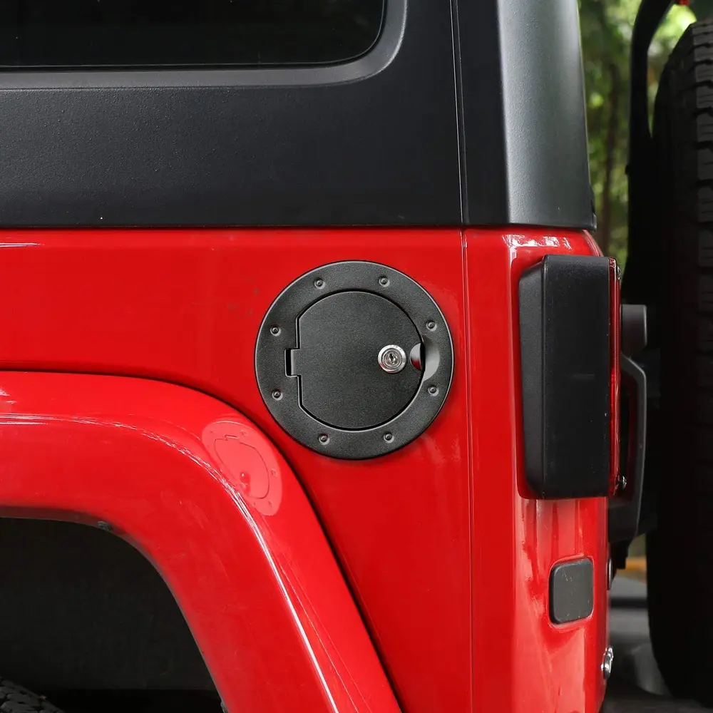 For 2007-2018 Jeep Wrangler JK JKU Gas Cap Cover Locking Fuel Filler Door Cover Black - Image 4