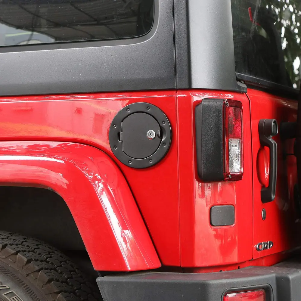 For 2007-2018 Jeep Wrangler JK JKU Gas Cap Cover Locking Fuel Filler Door Cover Black - Image 5