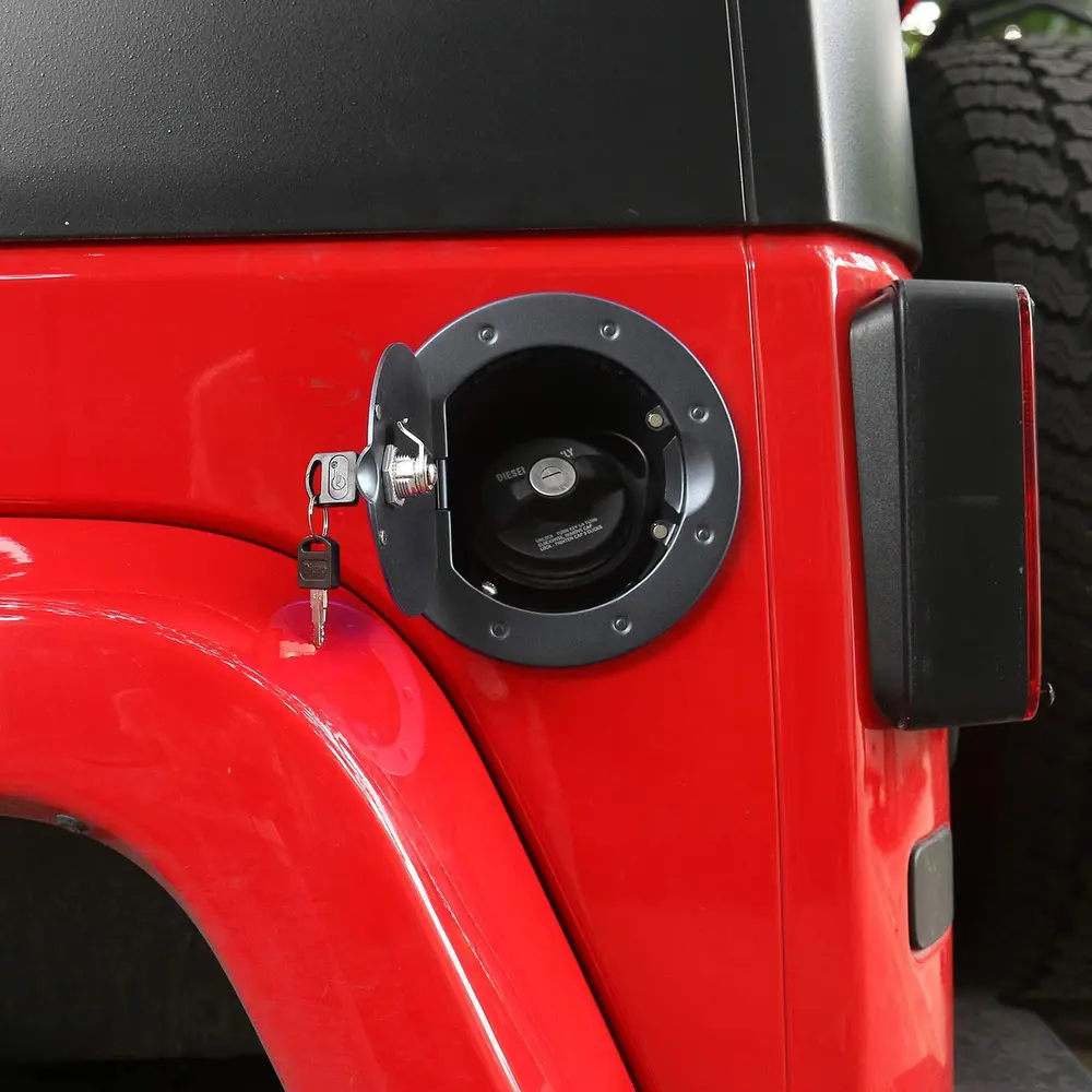 For 2007-2018 Jeep Wrangler JK JKU Gas Cap Cover Locking Fuel Filler Door Cover Black - Image 6