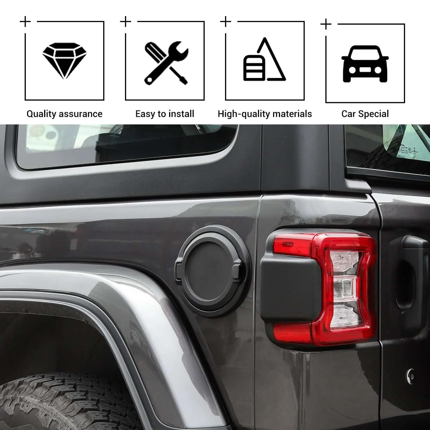 For 2018+ Jeep Wrangler JL JLU 2/4 Door Gas Cap Cover No Locking Fuel Tank Replacement NOT FIT 4XE - Image 7