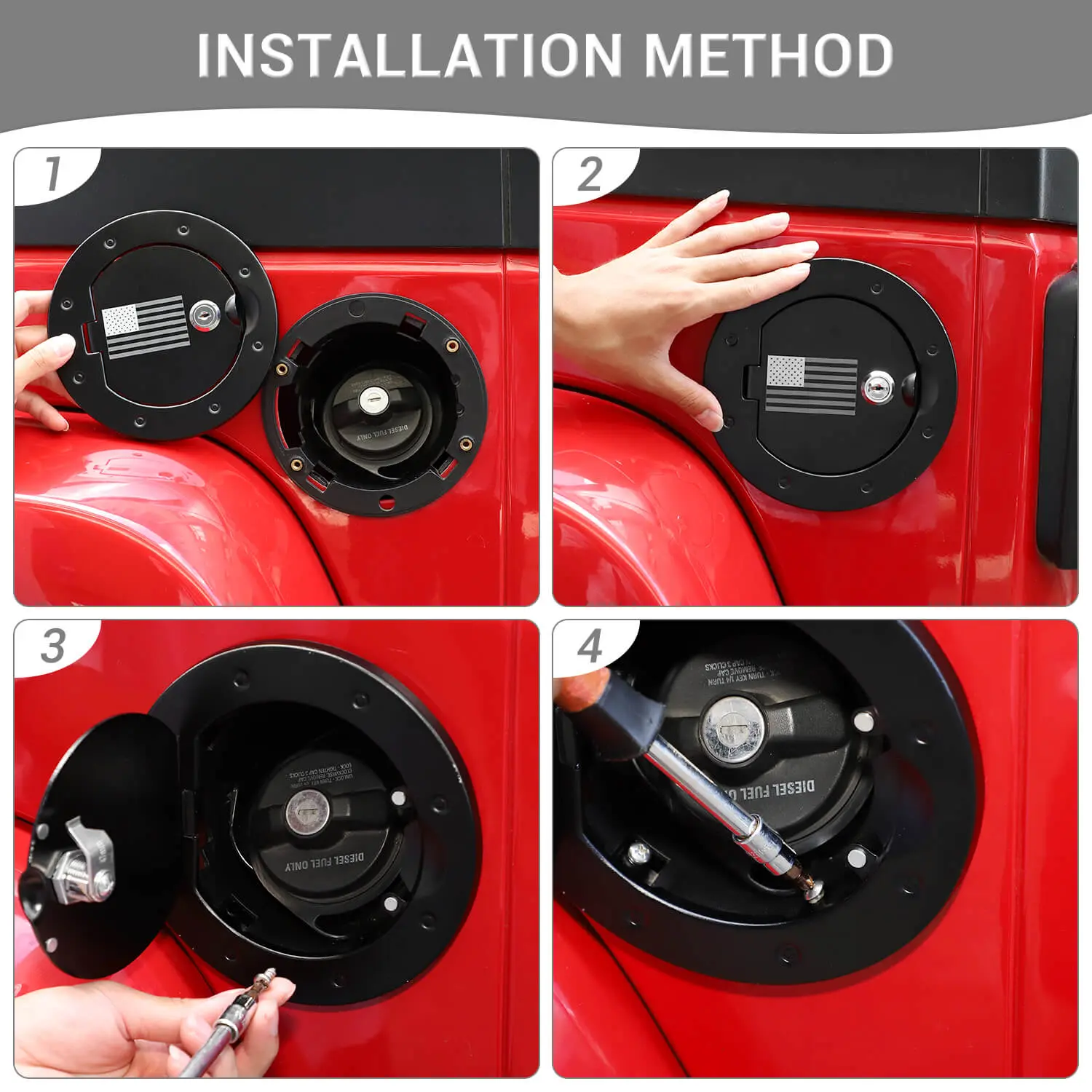 For 2007-2018 Jeep Wrangler JK JKU Door Gas Fuel Filler Tank Locking Cover - Image 6