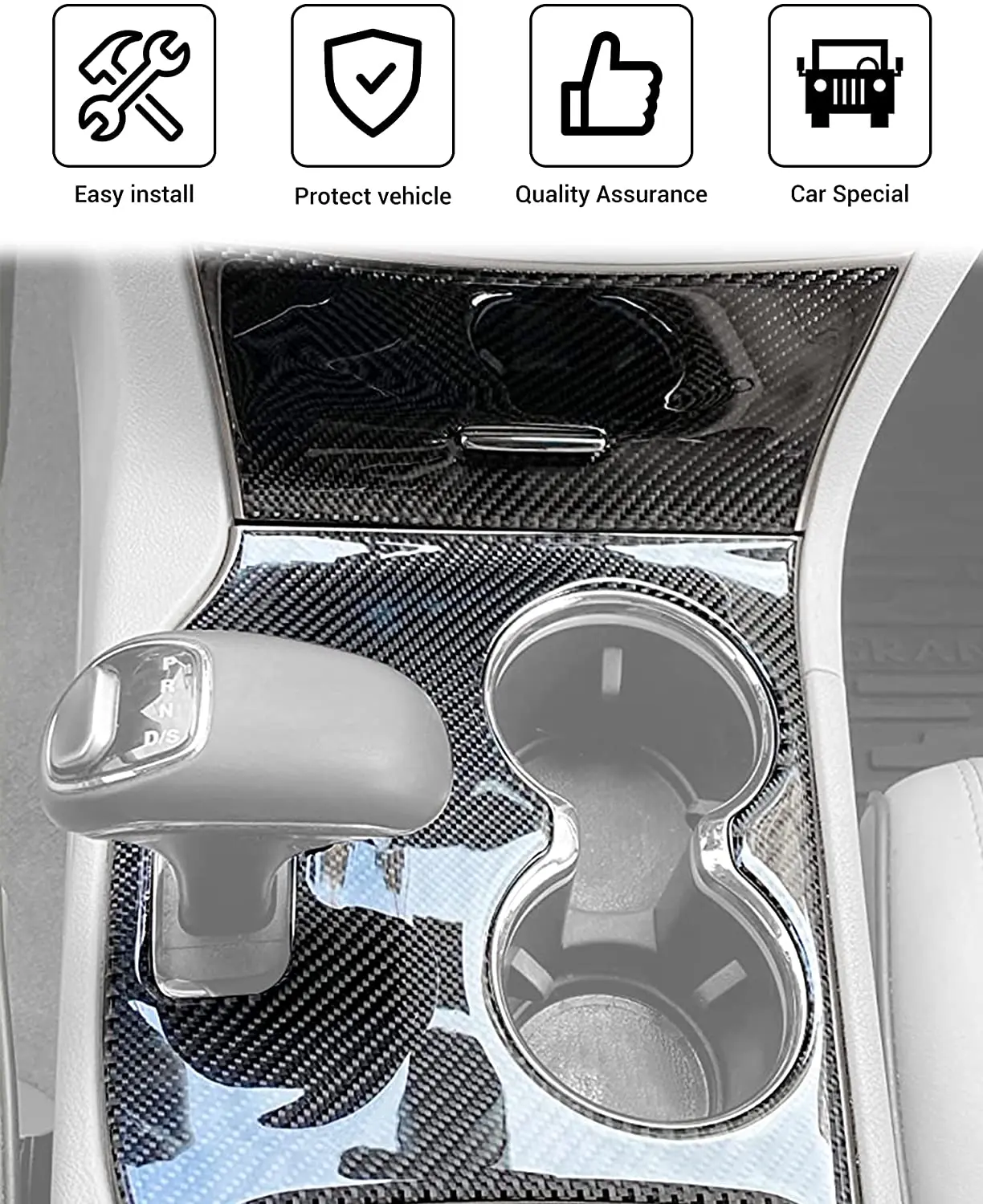 For 2014-2016 Jeep Grand Cherokee WK2 Inner Gear Shift Panel Trim Cover Kit - Image 5