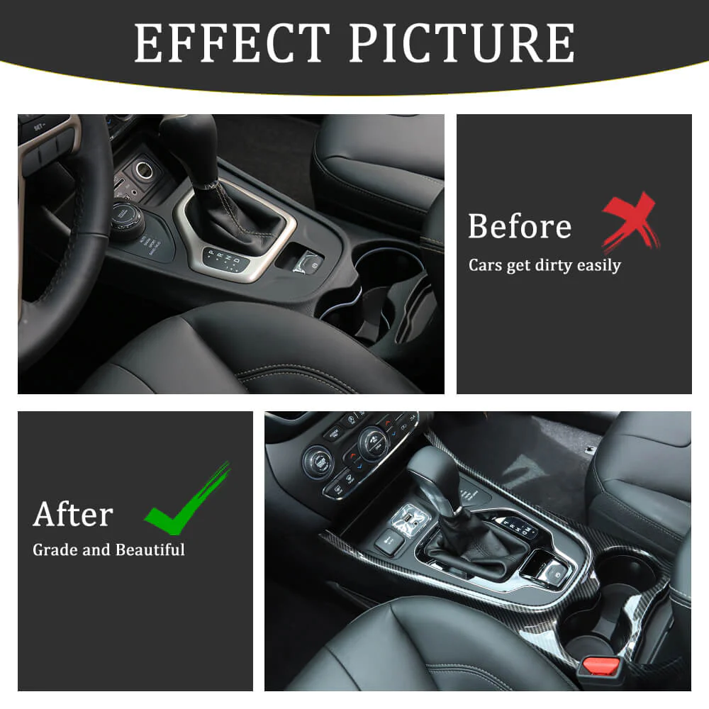 For 2014+ Jeep Cherokee Central Console Gear Shift Decor Cover Trim - Image 2