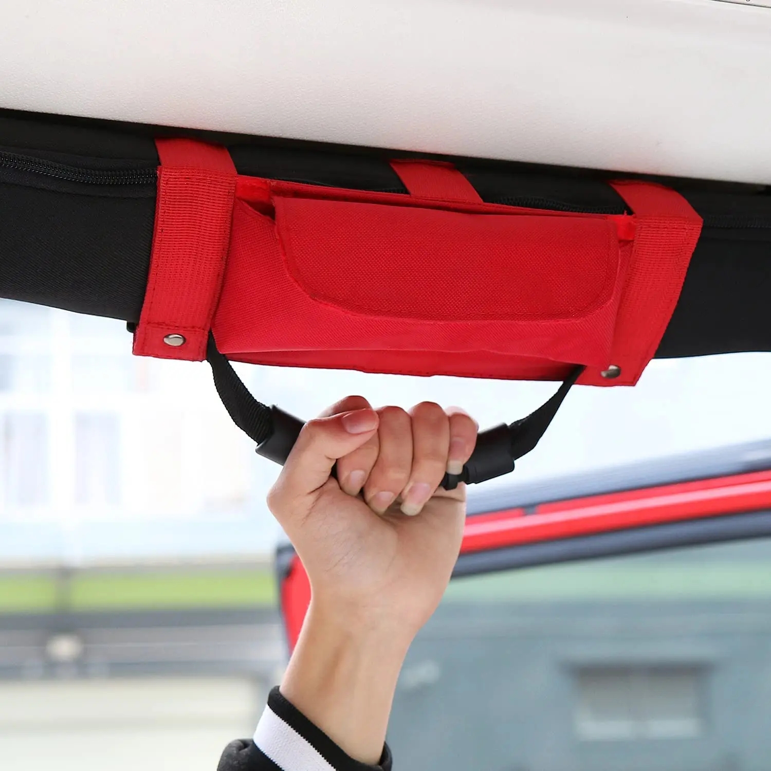 For Jeep Wrangler CJ YJ TJ JK JL &Gladiator JT Heavy Duty Roll Bar Grab Handles with Storage Bag - Image 4