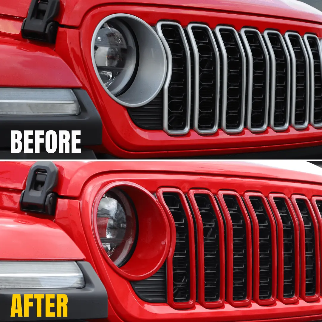 For 2024+ Jeep Wrangler JL/ Gladiator JT Grille Insert + Front Headlight Bezels Trim - Image 2