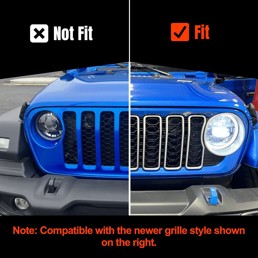 For 2024+ Jeep Wrangler JL/ Gladiator JT Grille Insert + Front Headlight Bezels Trim - Image 3