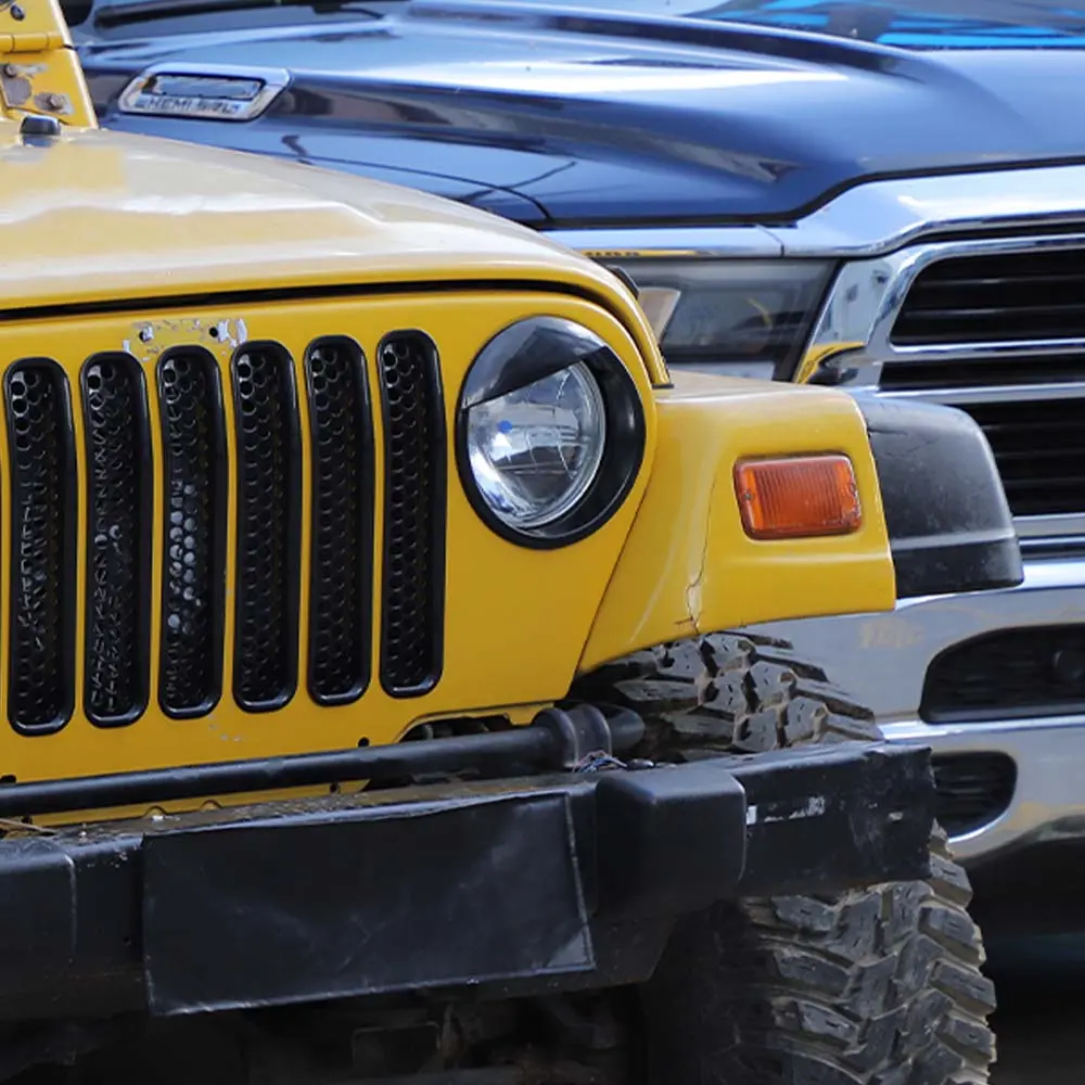 For 1997-2006 Jeep Wrangler TJ Grill Inserts Mesh Headlight Bezels Angry Eyes Trim - Image 6