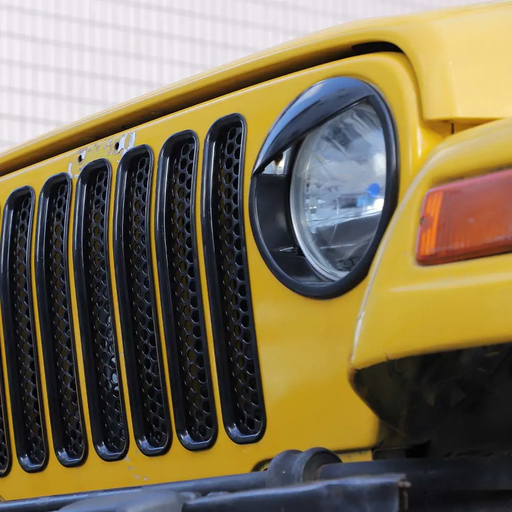 For 1997-2006 Jeep Wrangler TJ Grill Inserts Mesh Headlight Bezels Angry Eyes Trim - Image 8