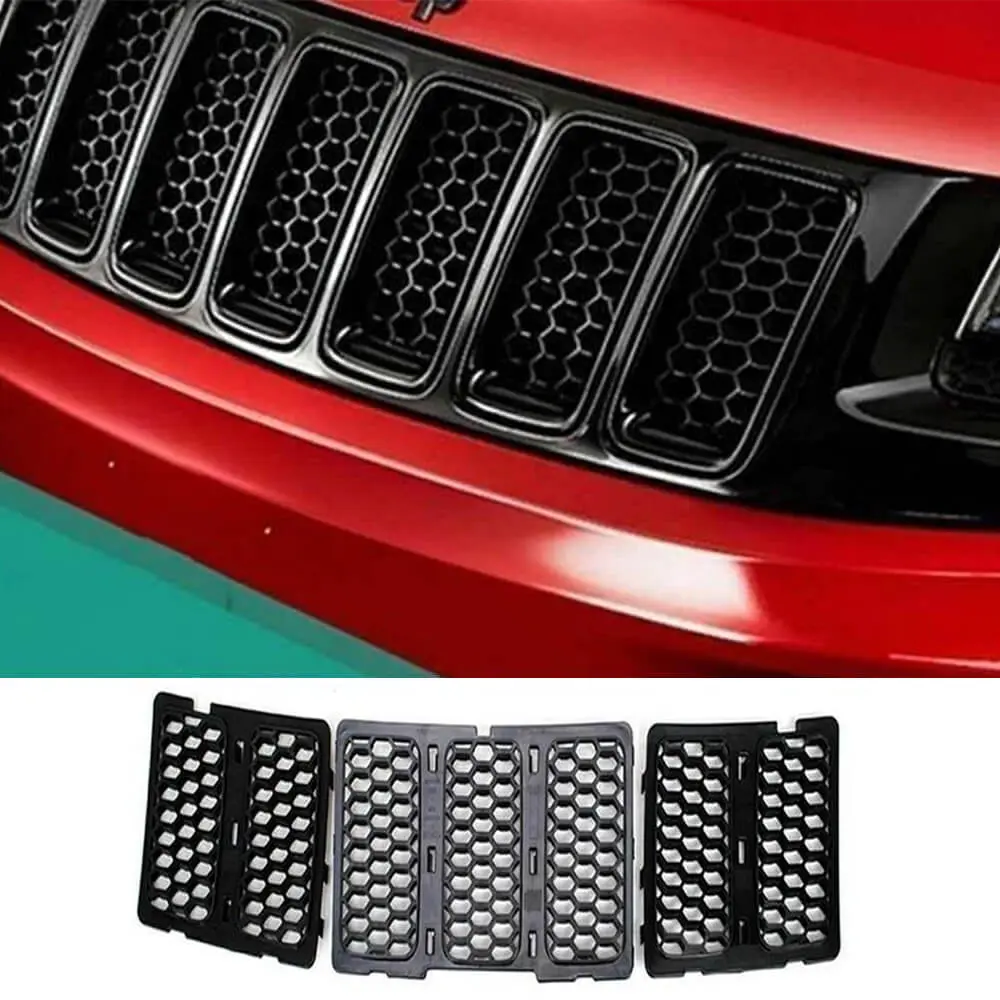 For 2014-2016 Jeep Grand Cherokee WK2 Grille Inserts Mesh Honeycomb Chrome Clip-on Cover Trim Kit - Image 7