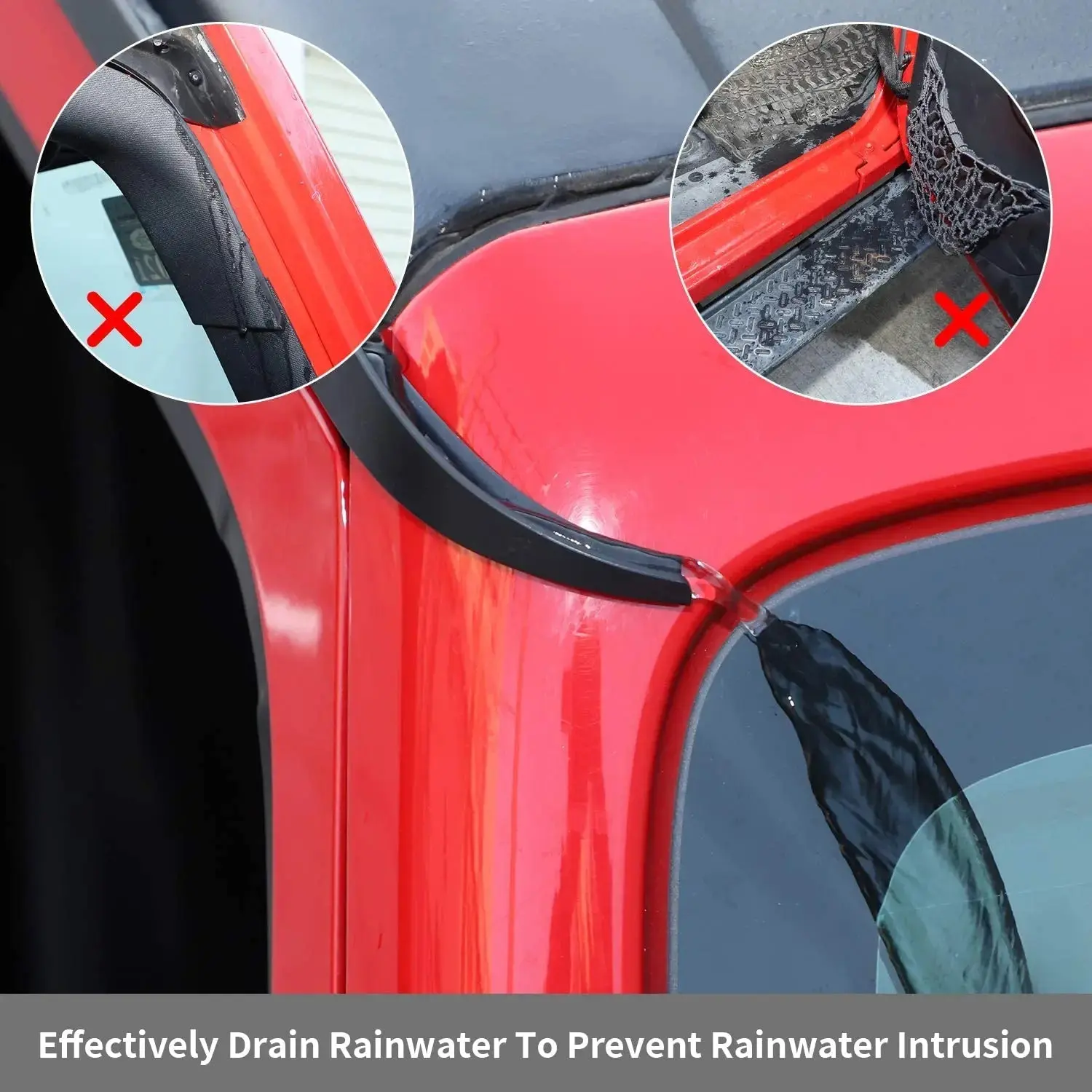 For 2011-2018 Jeep Wrangler JK JKU Hard-Top Roof Rainwater Guard Diverters Channel Slot Gutter, 2PCS - Image 5