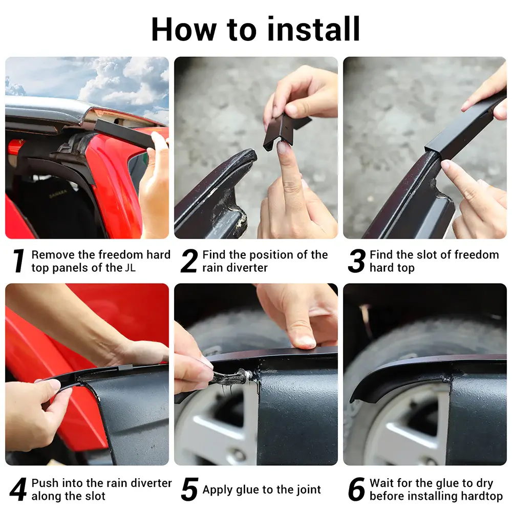 For 2018+ Jeep Wrangler JL JLU & Gladiator JT Hardtop Rain Diverter Extension Drip Rail Rain Gutter - Image 8