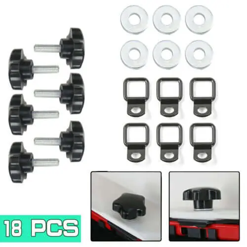 For 2007+ Jeep Wrangler JK JL TJ 4 door Hardtop Thumb Screws Quick Removal Hardtop Bolts with 6 Tie Down Anchors - Image 3