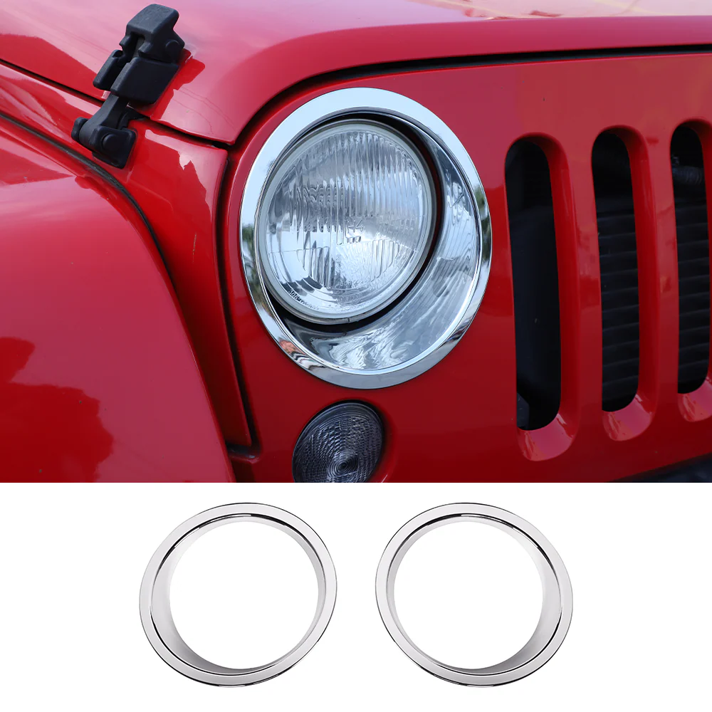 For 2007-2018 Jeep Wrangler JK JKU Headlight Trim Bezels - Image 10
