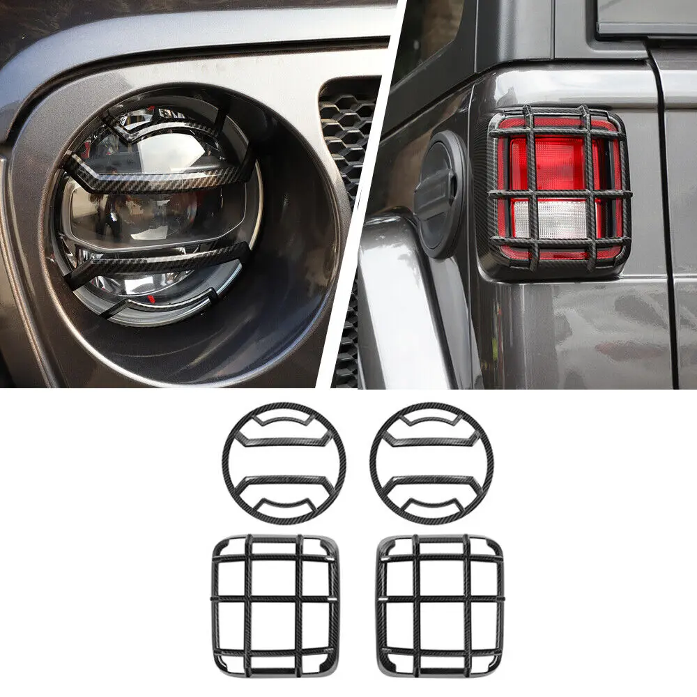 For 2018+ Jeep Wrangler JL Headlight&Rear Tail Light Lamp Guard Trim