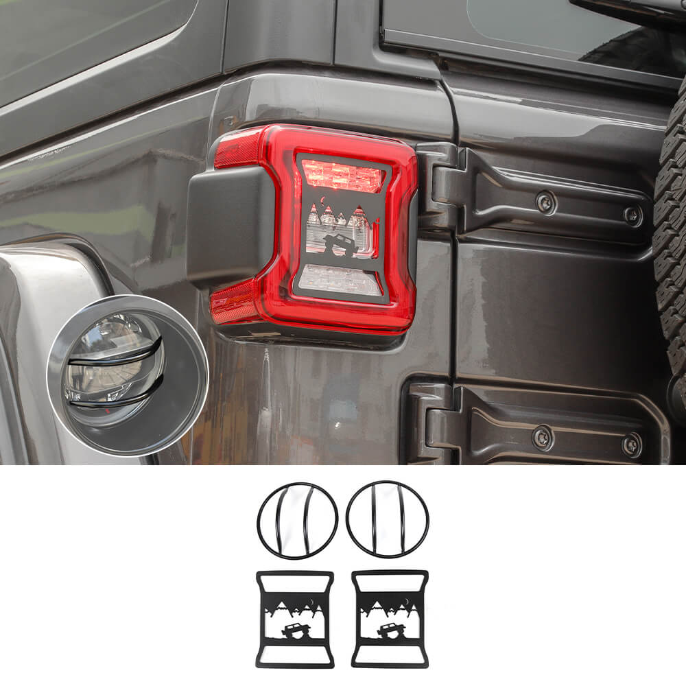 For 2018+ Jeep Wrangler JL JLU Headlight & Rear Taillights Lamp Guard Trim Black 4pcs - Image 10