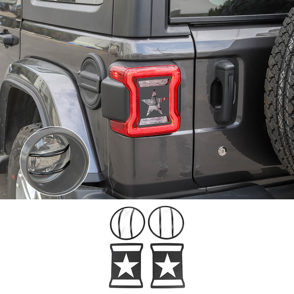 For 2018+ Jeep Wrangler JL JLU Headlight & Rear Taillights Lamp Guard Trim Black 4pcs - Image 11
