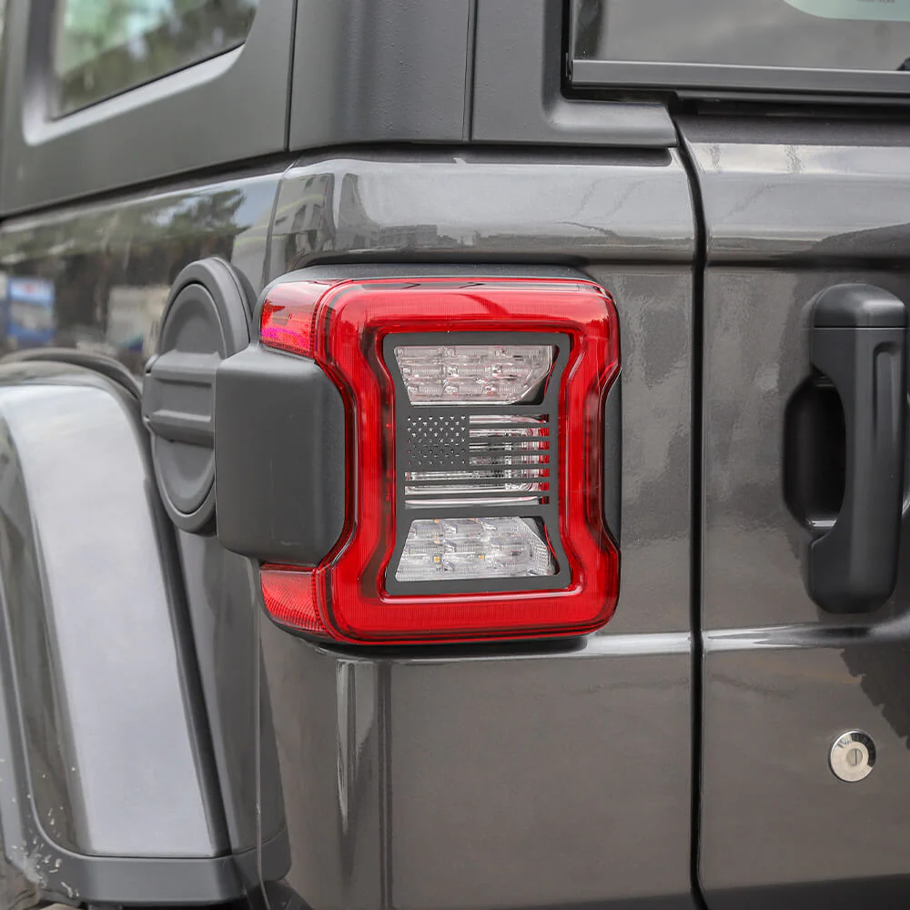 For 2018+ Jeep Wrangler JL JLU Headlight & Rear Taillights Lamp Guard Trim Black 4pcs - Image 2