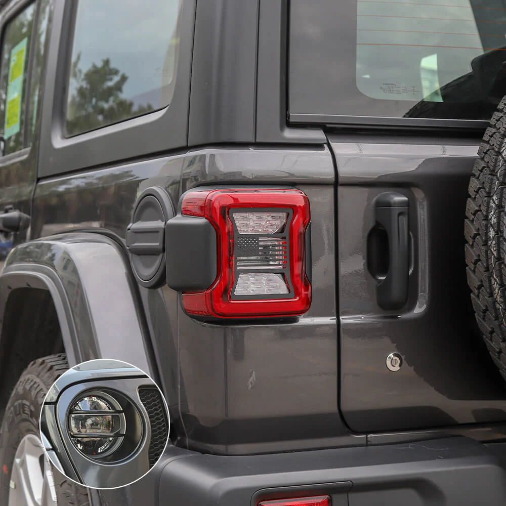 For 2018+ Jeep Wrangler JL JLU Headlight & Rear Taillights Lamp Guard Trim Black 4pcs - Image 3
