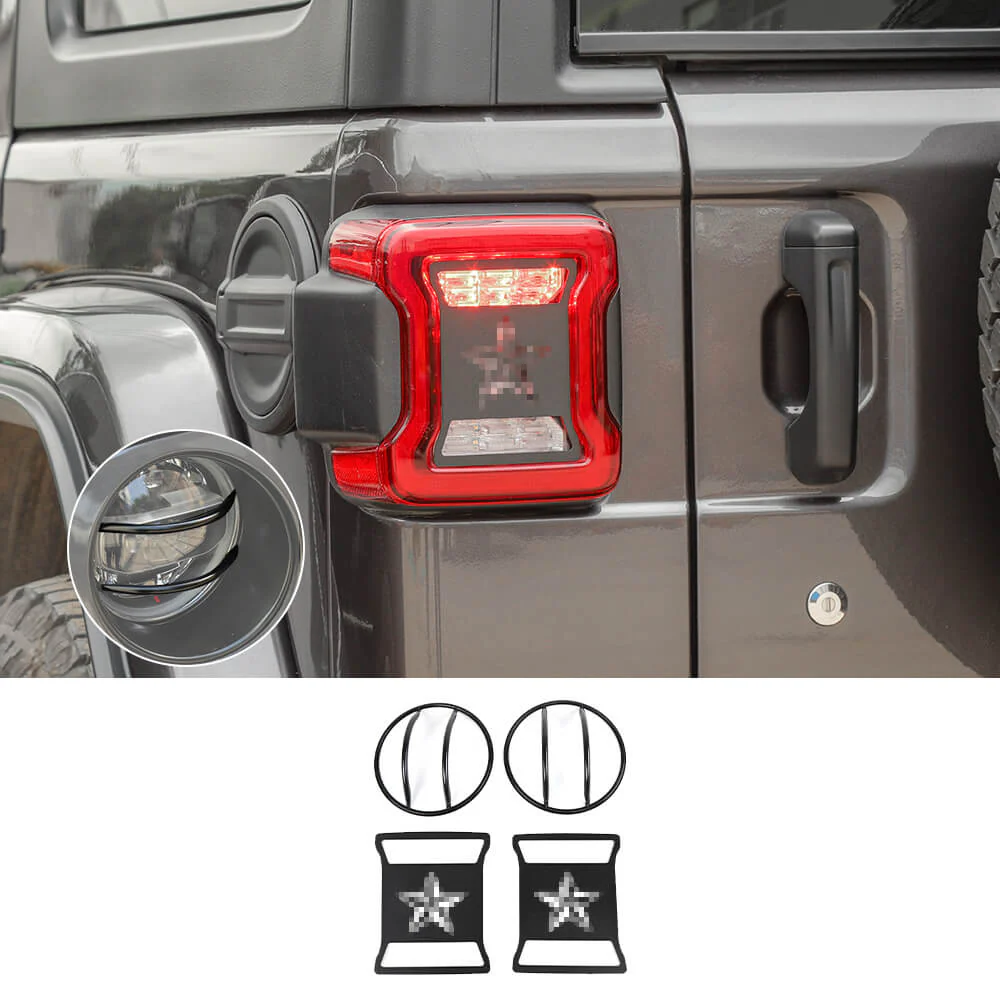 For 2018+ Jeep Wrangler JL JLU Headlight & Rear Taillights Lamp Guard Trim Black 4pcs - Image 7