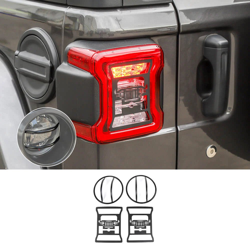 For 2018+ Jeep Wrangler JL JLU Headlight & Rear Taillights Lamp Guard Trim Black 4pcs - Image 9