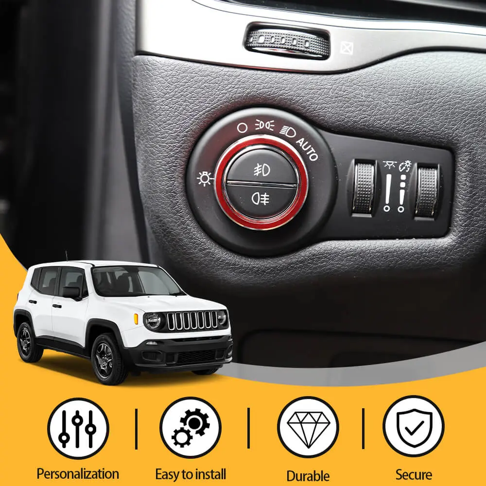 For Jeep Cherokee 2014+/Renegade 2015+ Headlight Switch Knob Decor Ring Trim - Image 6