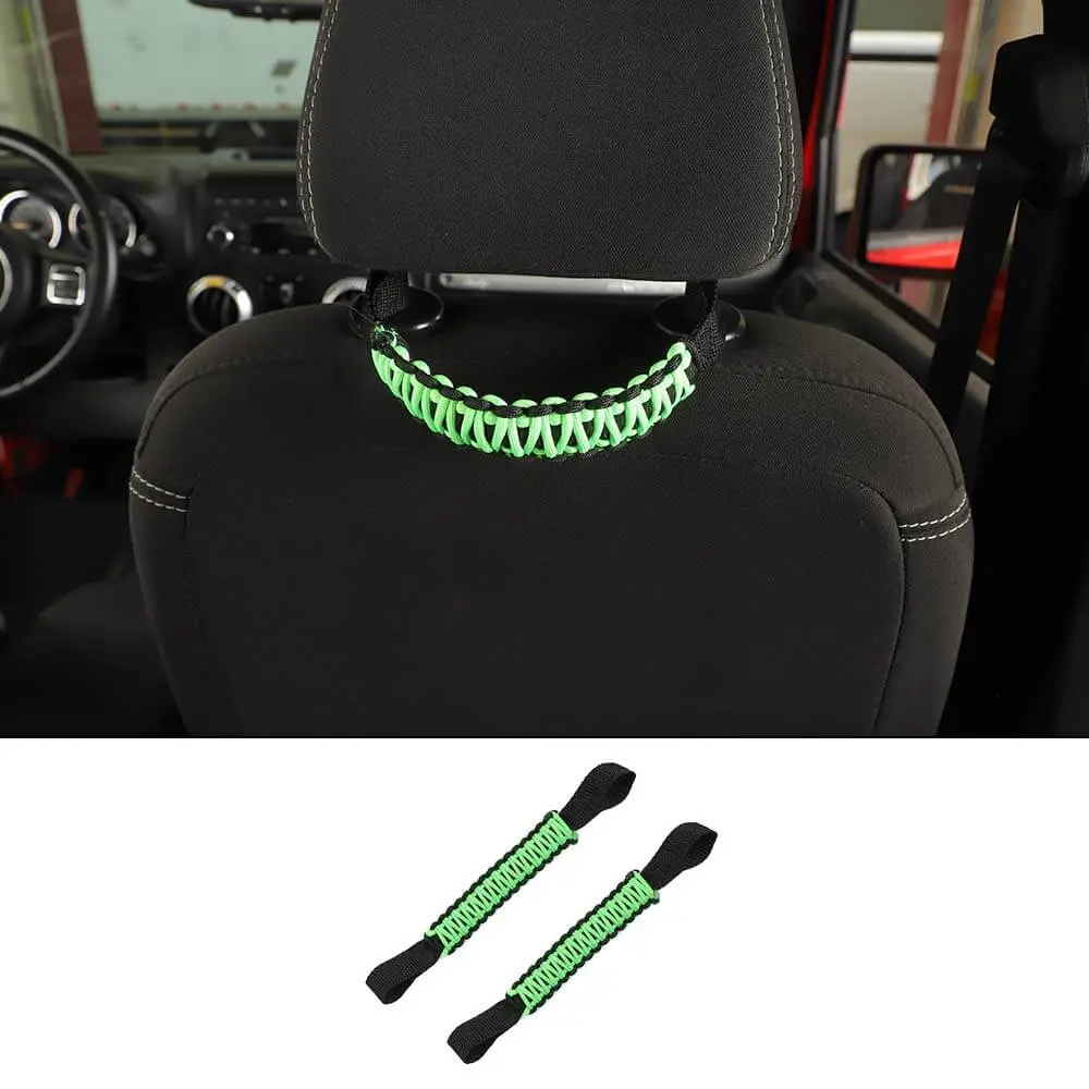 For Jeep Wrangler TJ JL JK JT Headrest Paracord Grab Handles Rear Seat Grip Handles Seat Roll Bars - Image 11