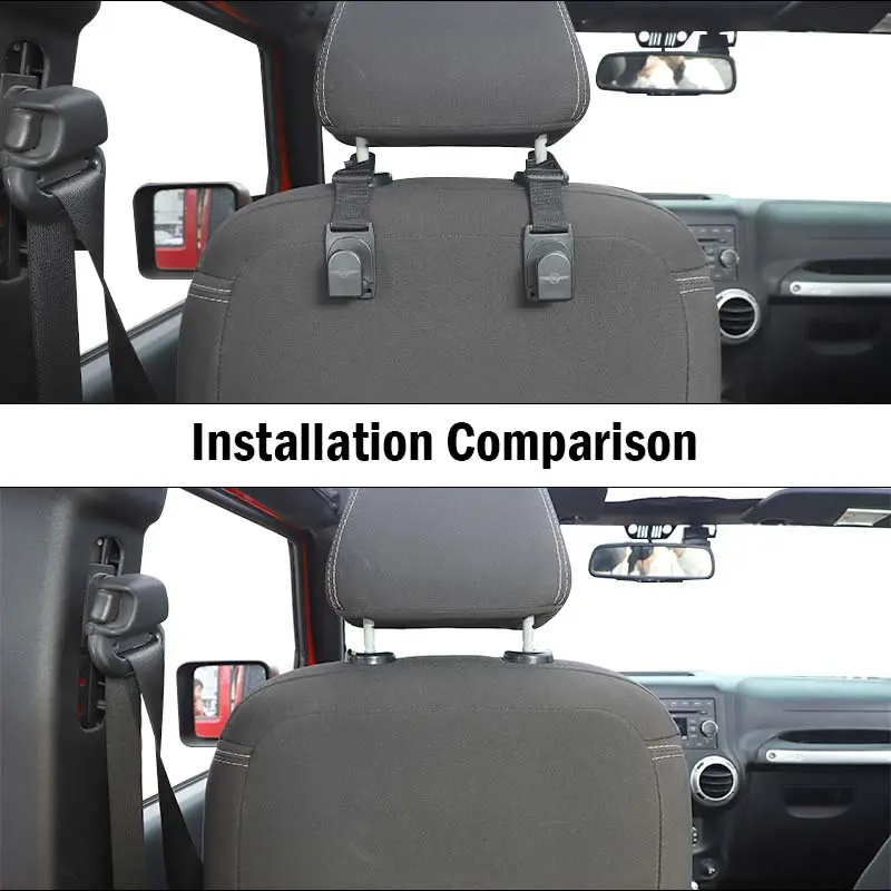 For Jeep Wrangler TJ JK JL JT Headrest Hook Hanger Star Wing - Image 2