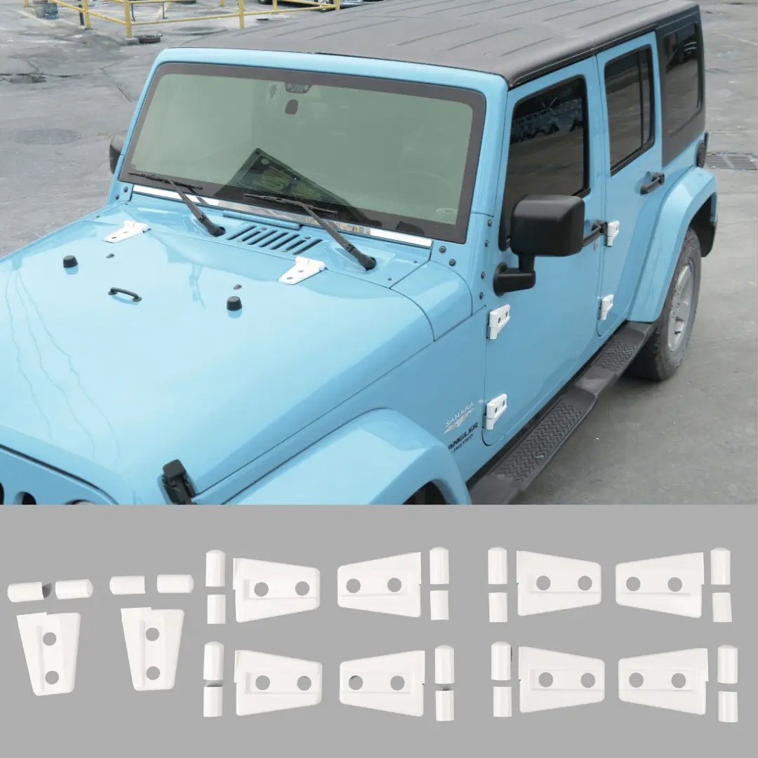 For 2007-2018 Jeep Wrangler JK JKU 4-Door Hood & Door Hinge Cover Trim Kit - Image 12