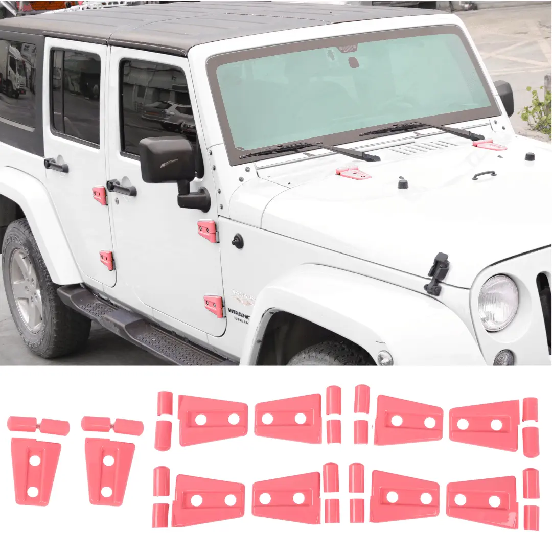 For 2007-2018 Jeep Wrangler JK JKU 4-Door Hood & Door Hinge Cover Trim Kit - Image 13
