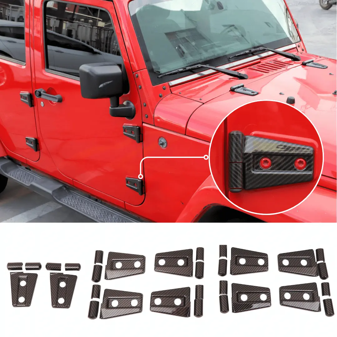 For 2007-2018 Jeep Wrangler JK JKU 4-Door Hood & Door Hinge Cover Trim Kit - Image 15