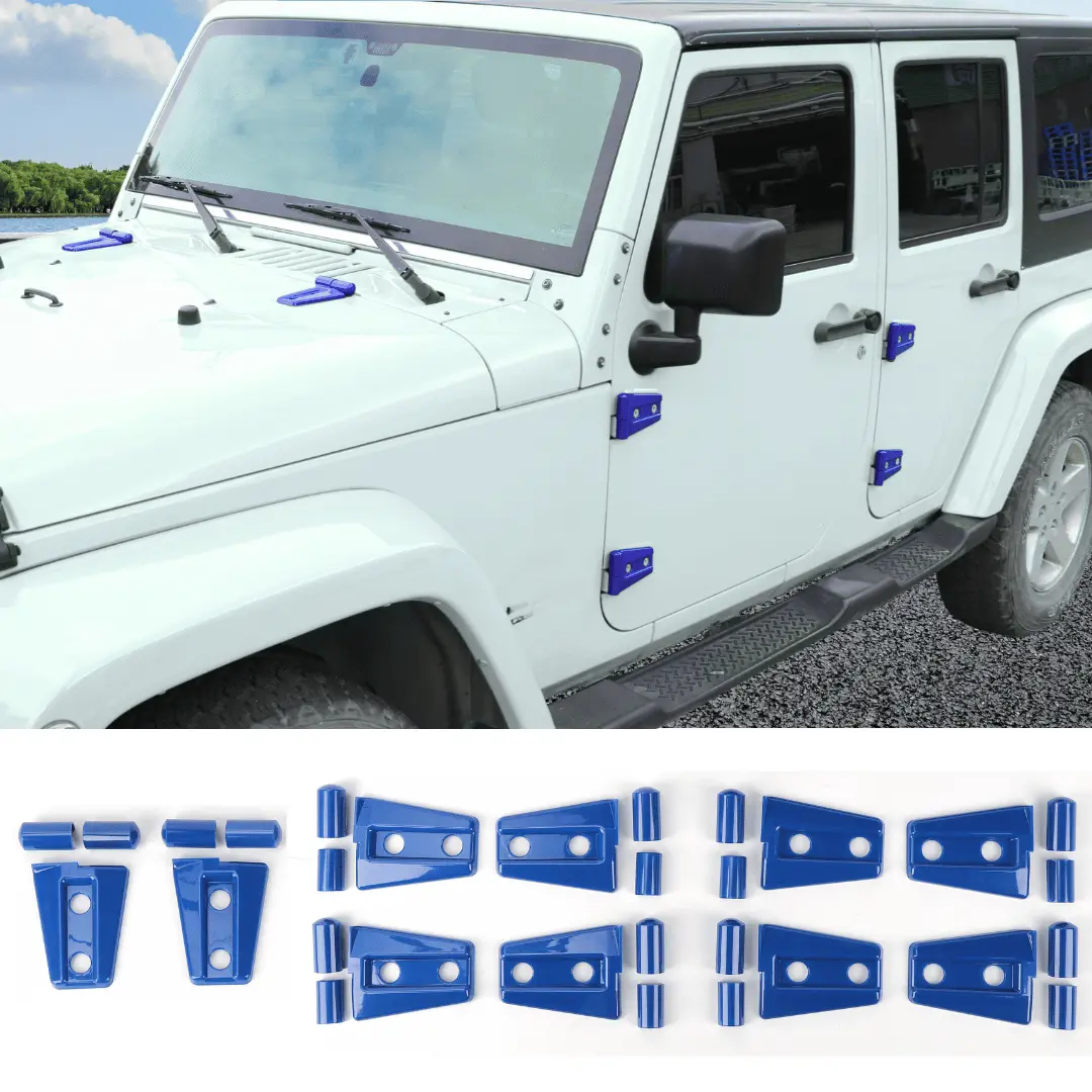 For 2007-2018 Jeep Wrangler JK JKU 4-Door Hood & Door Hinge Cover Trim Kit - Image 20