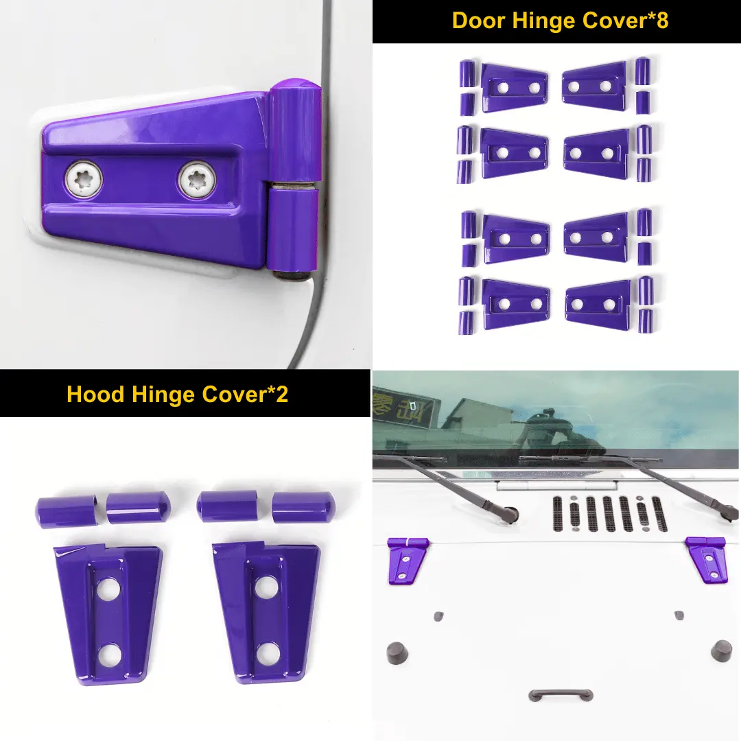 For 2007-2018 Jeep Wrangler JK JKU 4-Door Hood & Door Hinge Cover Trim Kit - Image 6