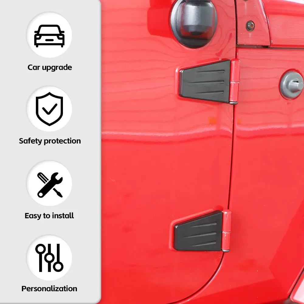 For 2007-2018 Jeep Wrangler JK 2 Door Hinge Cover Trim Upgrade Black - Image 7