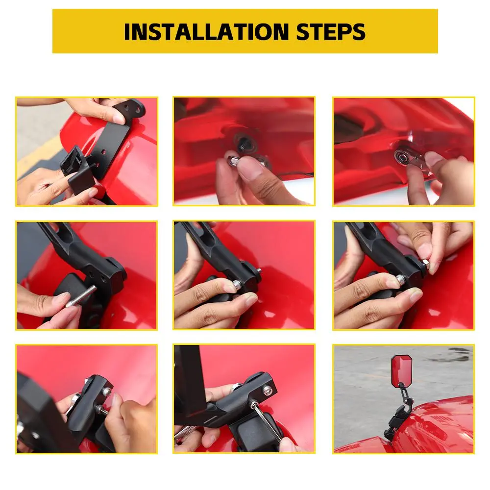 For Jeep Wrangler JK/JL/JT Hood Latch Reversing Rearview Mirror - Image 5