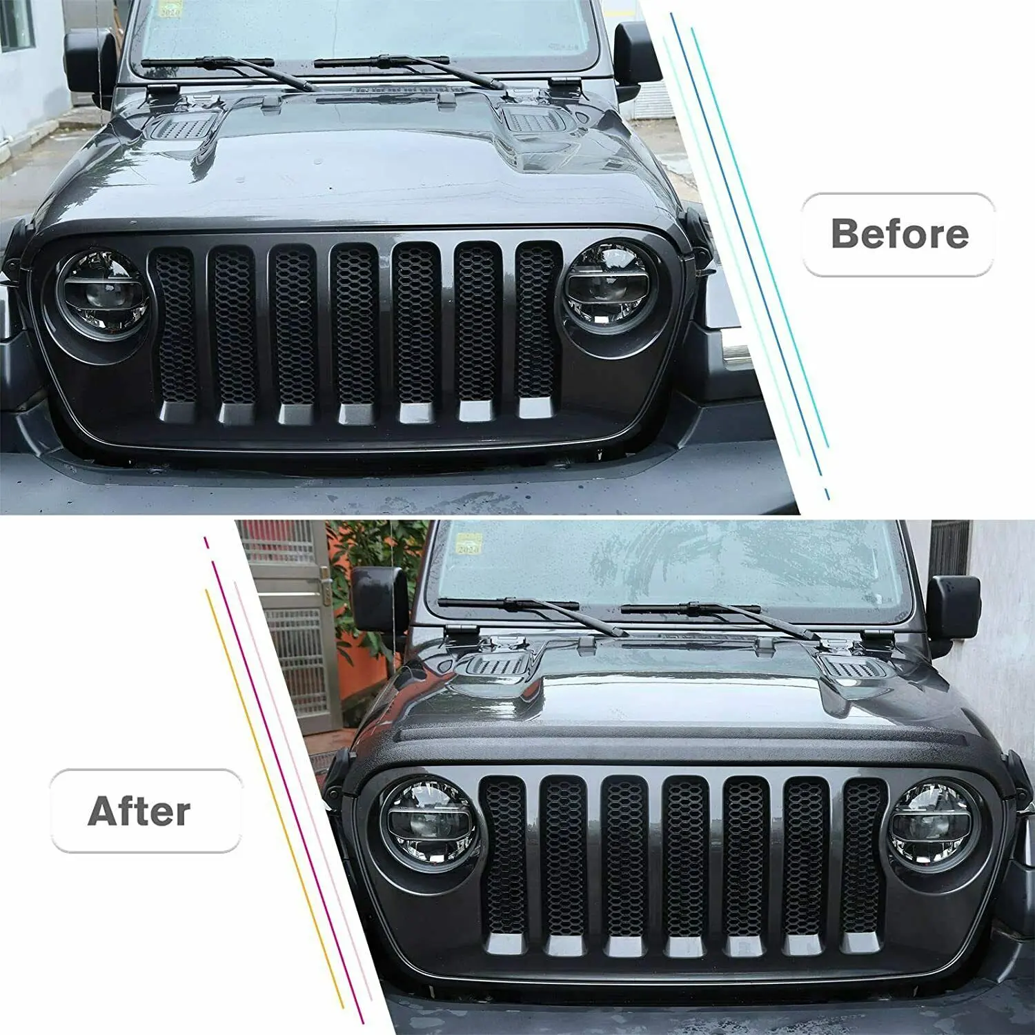 For 2018+ Jeep Wrangler JL JLU, Gladiator JT Hood Sandstone Baffle Deflector Guard Shield Plate - Image 2