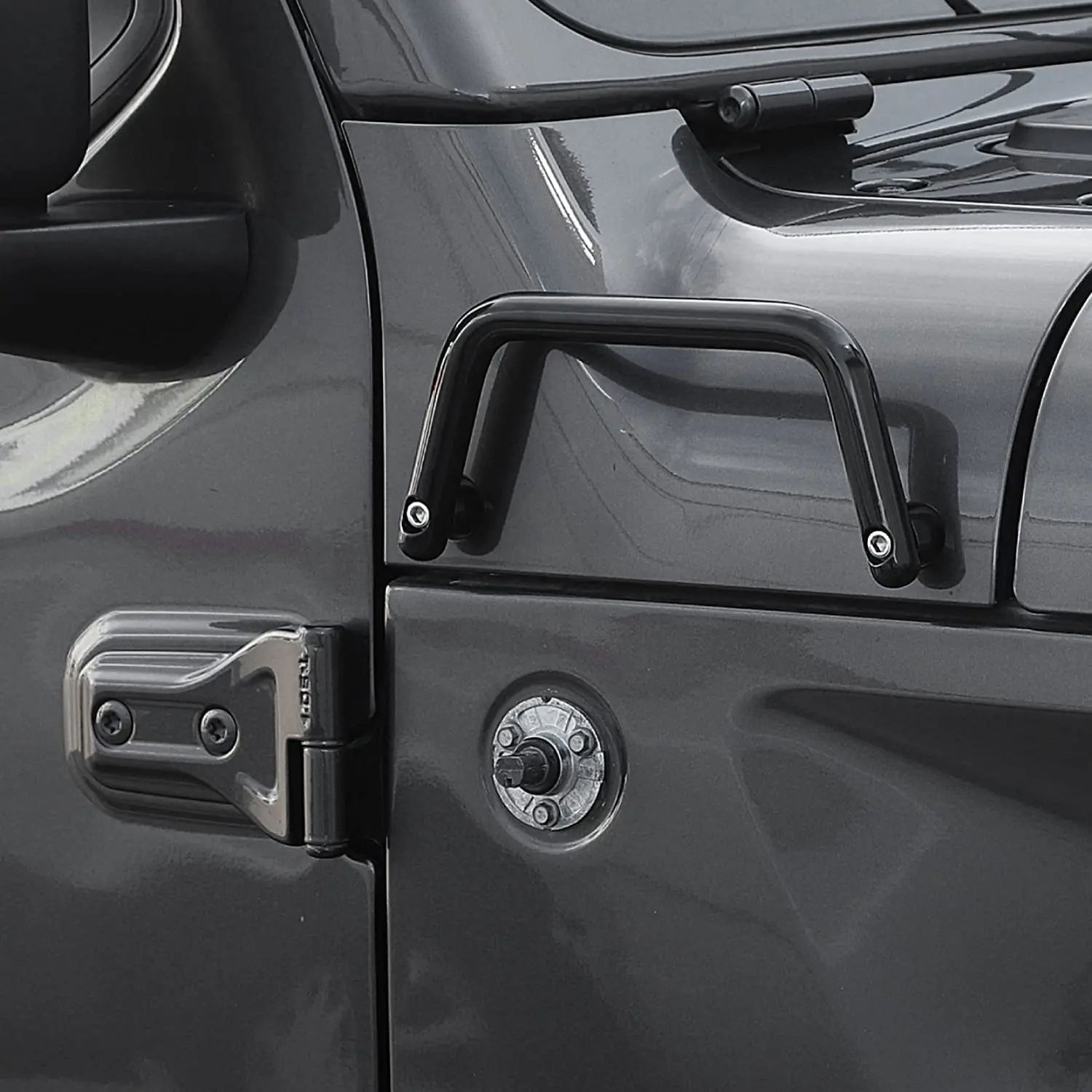 For 2018+ Jeep Wrangler JL JLU/ Gladiator JT Hood Side Angle Grab Handle (Black,1 Handle/set, Not Fit For 4XE Left Side) - Image 4