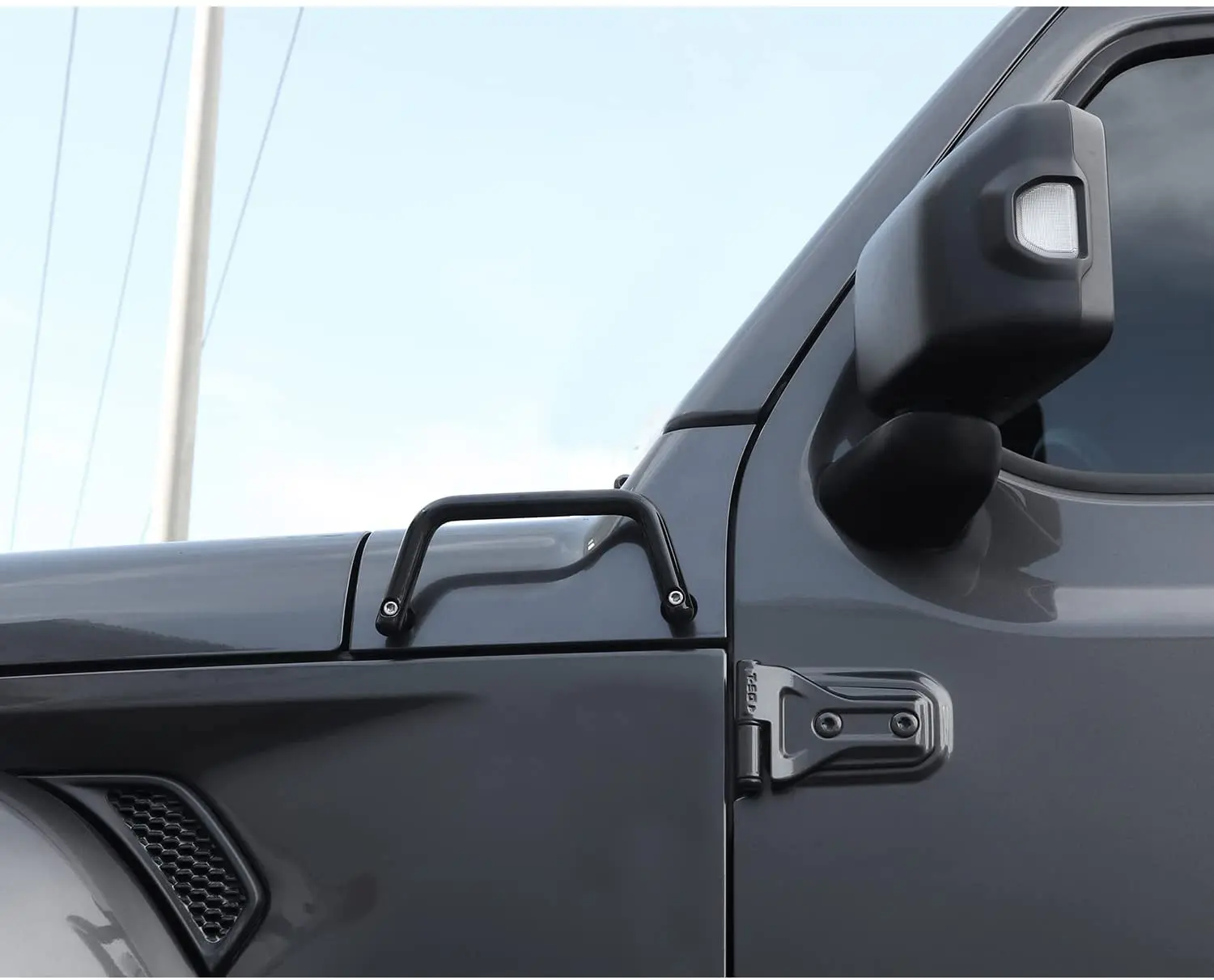 For 2018+ Jeep Wrangler JL JLU/ Gladiator JT Hood Side Angle Grab Handle (Black,1 Handle/set, Not Fit For 4XE Left Side) - Image 6