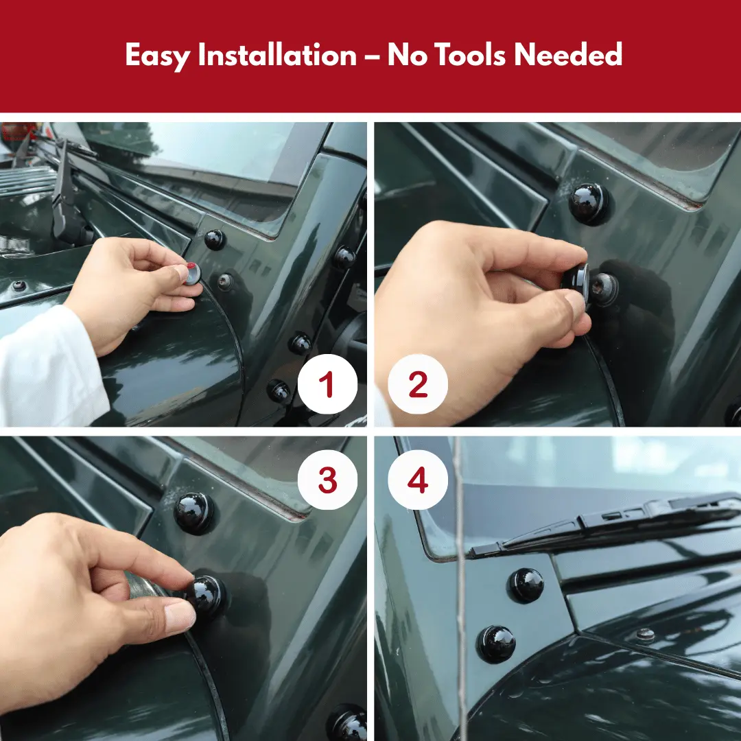 For 2007–2018 Jeep Wrangler JK JKU – A Pillar Screw Bolt Cover Hood Trim Protection 12PCS - Image 5