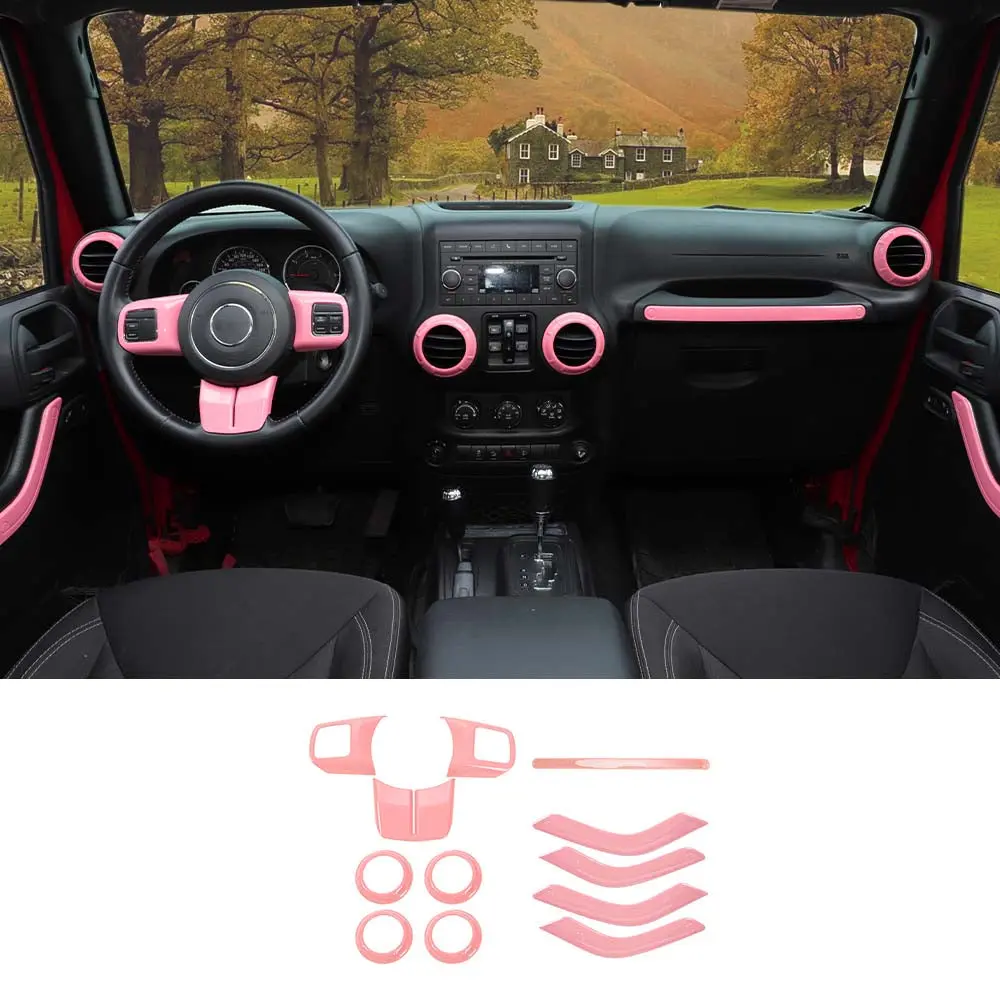 For 2011-2018 Jeep Wrangler JK JKU 4-Door 12 PCS Interior Trim Cover Kit - Image 11