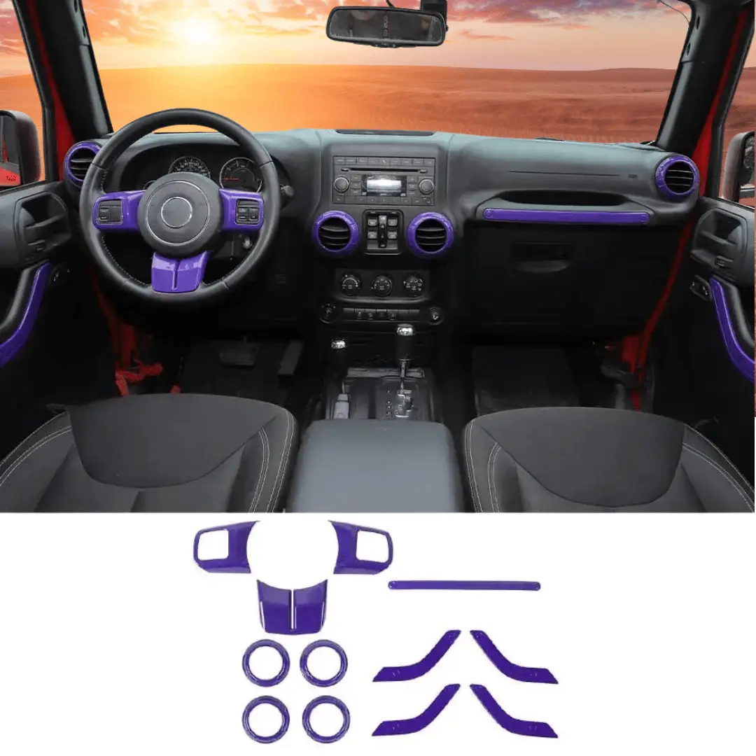 For 2011-2018 Jeep Wrangler JK JKU 4-Door 12 PCS Interior Trim Cover Kit - Image 12
