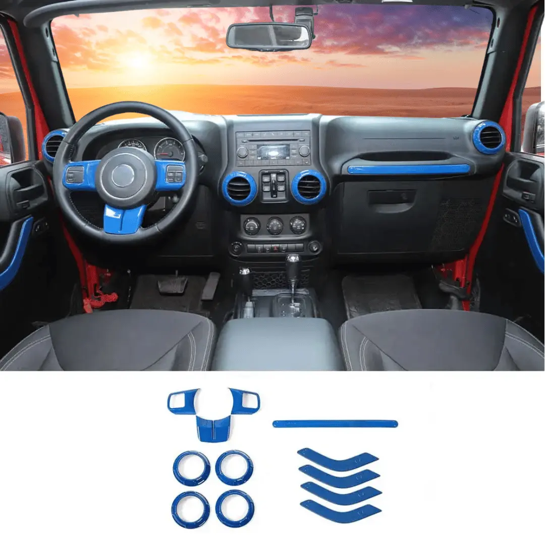 For 2011-2018 Jeep Wrangler JK JKU 4-Door 12 PCS Interior Trim Cover Kit - Image 13