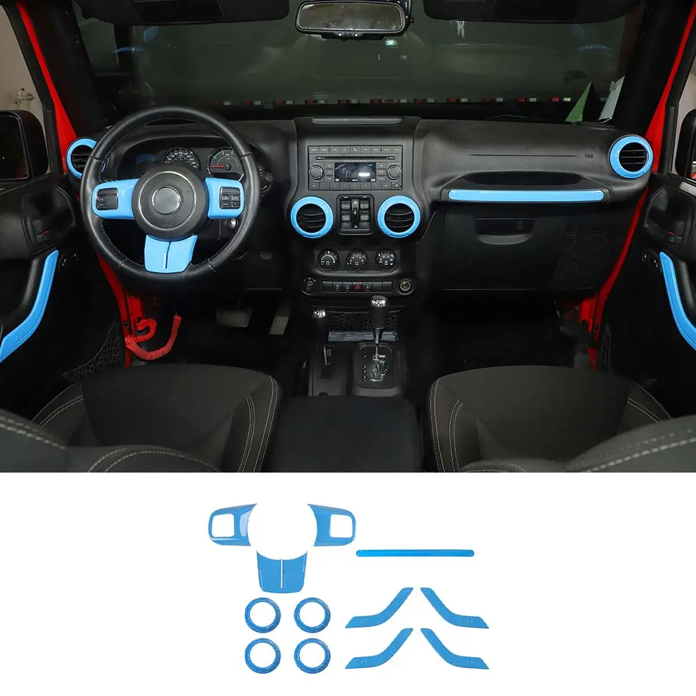 For 2011-2018 Jeep Wrangler JK JKU 4-Door 12 PCS Interior Trim Cover Kit - Image 14