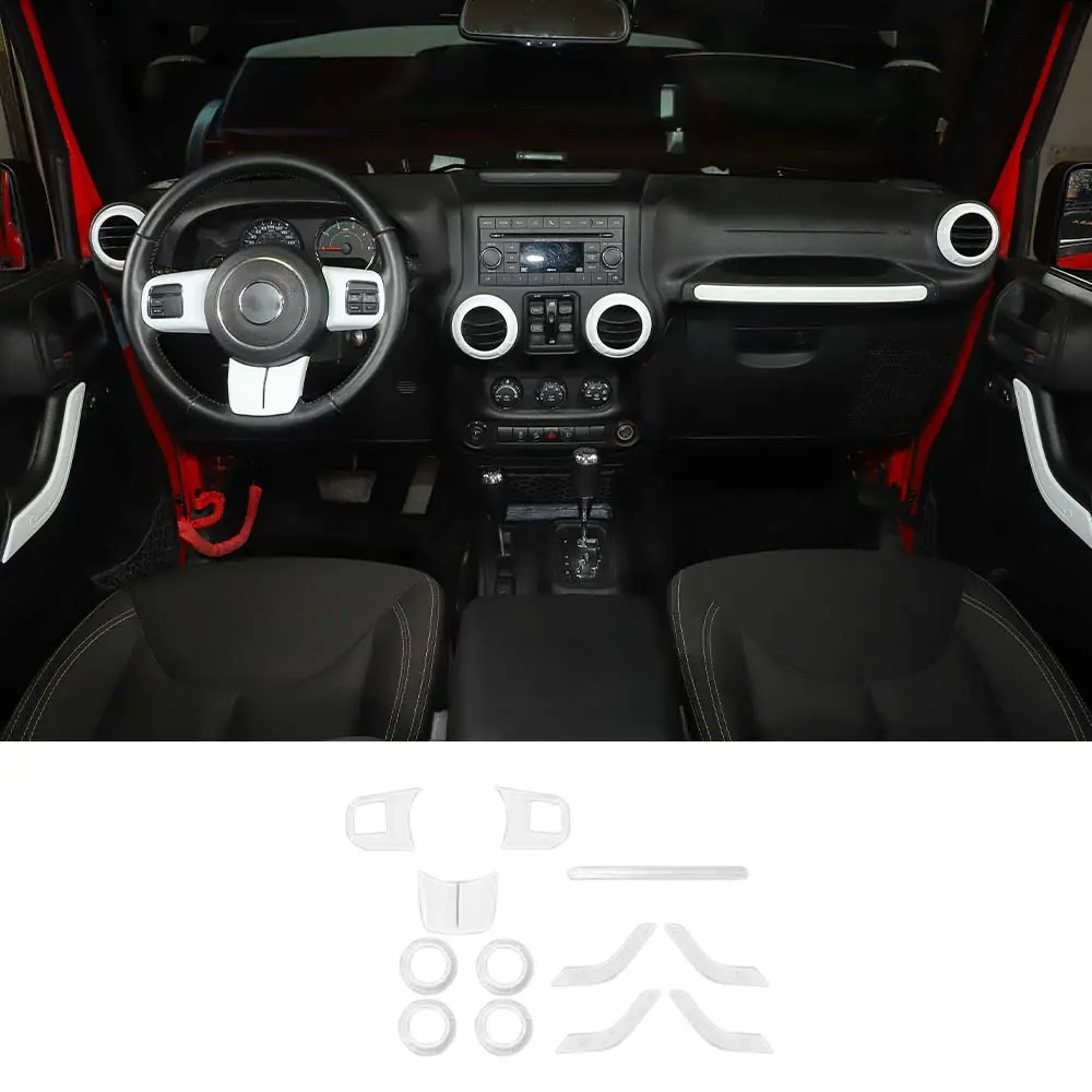 For 2011-2018 Jeep Wrangler JK JKU 4-Door 12 PCS Interior Trim Cover Kit - Image 18