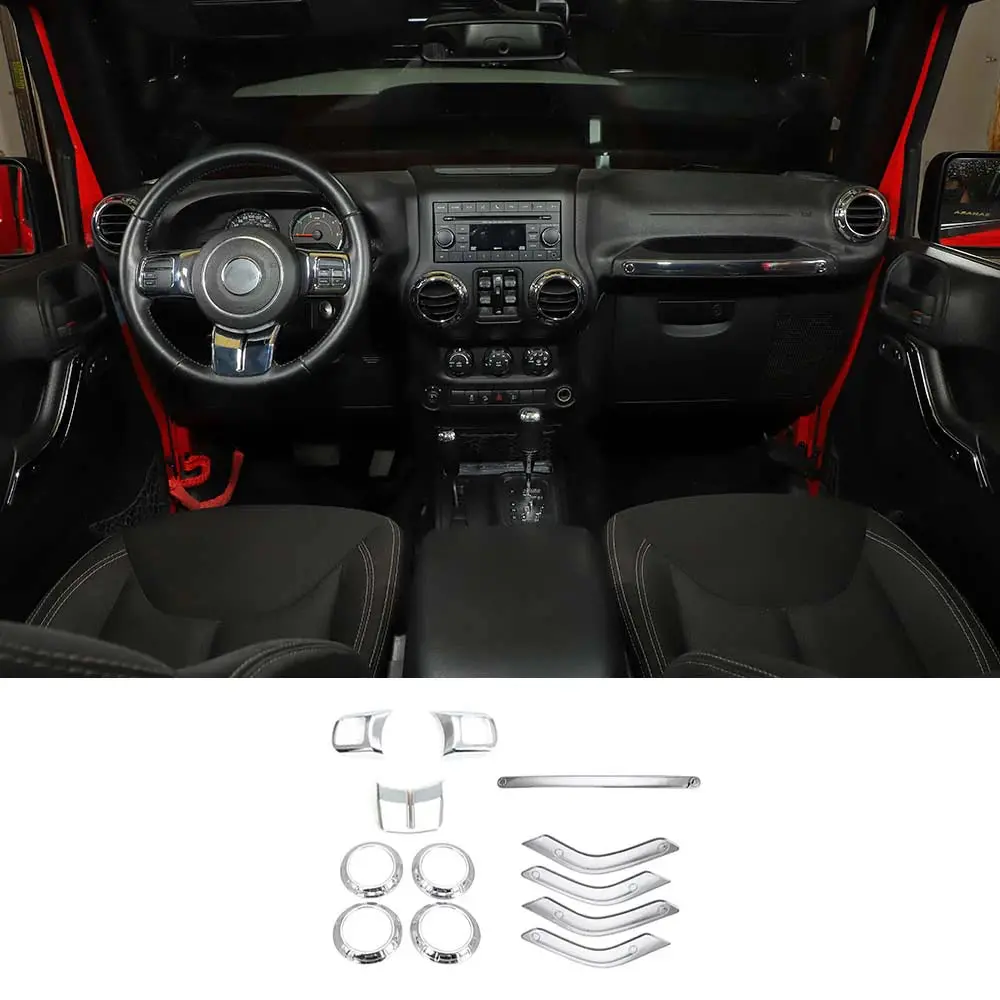 For 2011-2018 Jeep Wrangler JK JKU 4-Door 12 PCS Interior Trim Cover Kit - Image 22