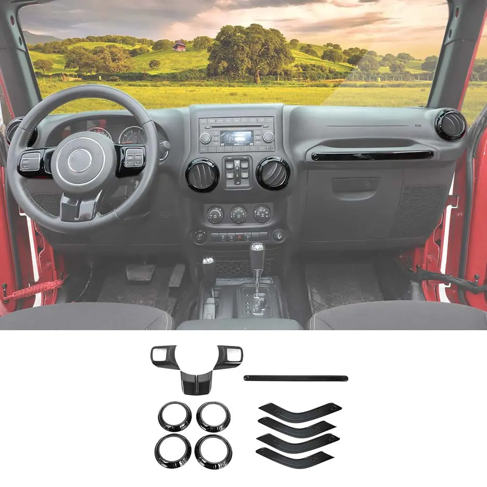 For 2011-2018 Jeep Wrangler JK JKU 4-Door 12 PCS Interior Trim Cover Kit - Image 23