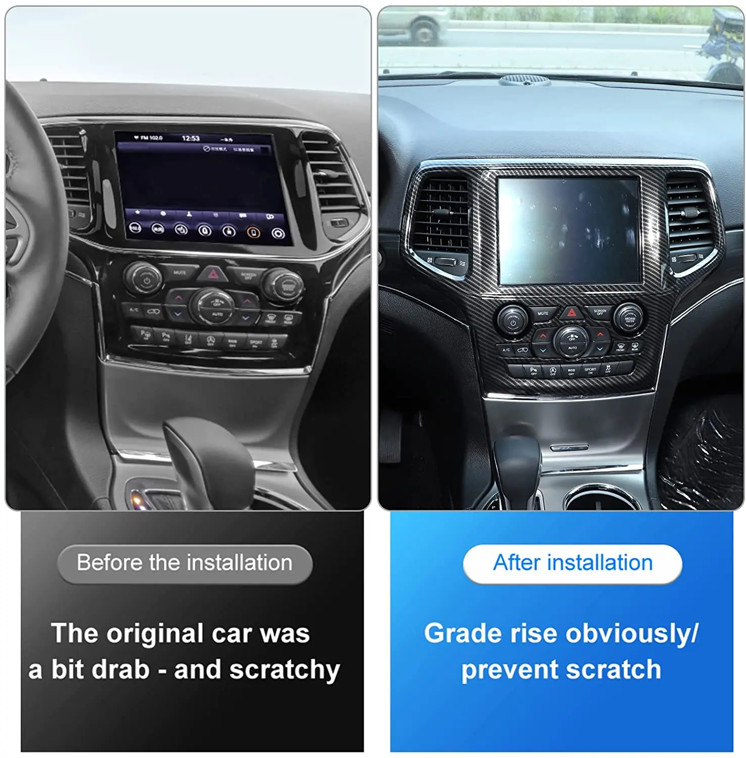 For 2019-2021 Jeep Grand Cherokee WK2 Interior Central Navigation Panel, Center Control GPS Cover Trim - Image 2