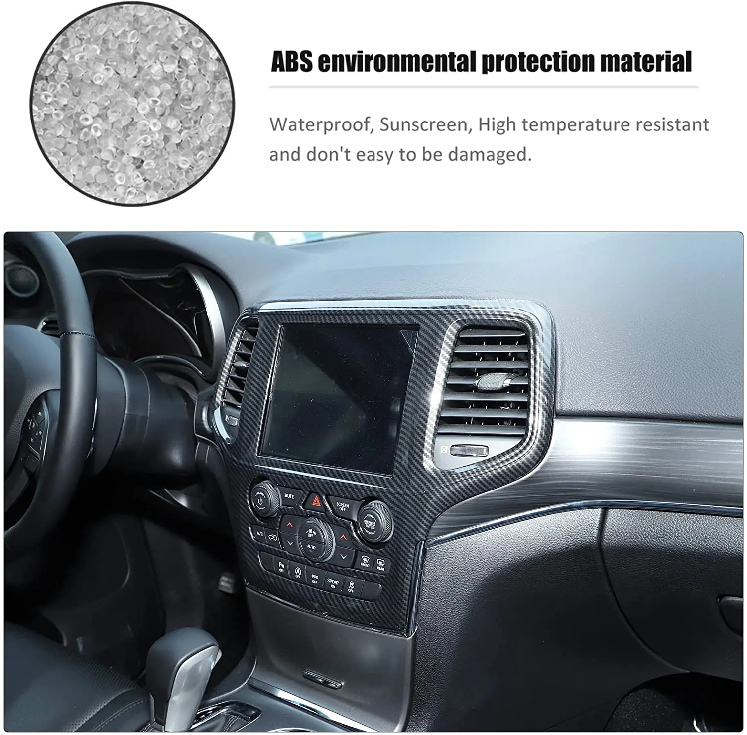 For 2019-2021 Jeep Grand Cherokee WK2 Interior Central Navigation Panel, Center Control GPS Cover Trim - Image 4