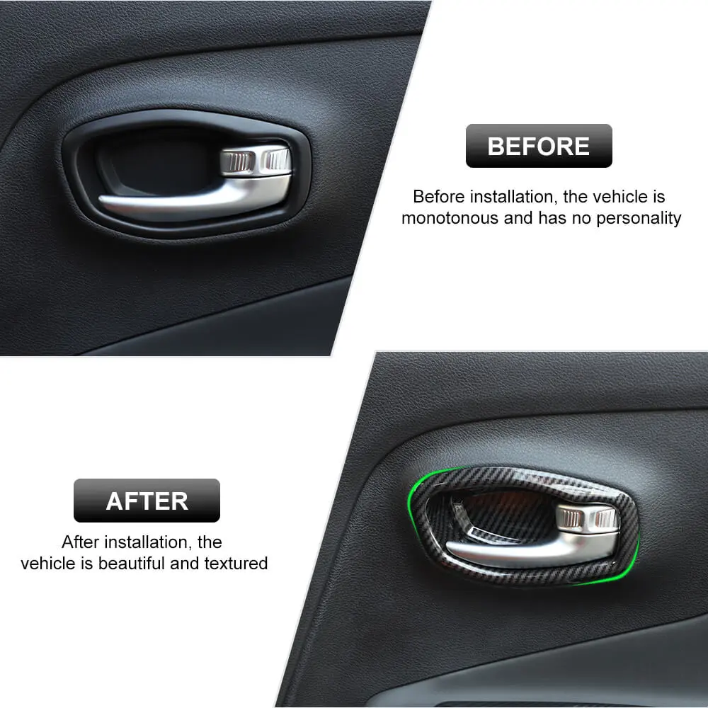 For 2015+ Jeep Renegade Interior Door Handle Trim Bowl Cover Decor - Image 2