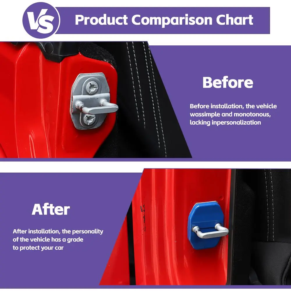 For 2007-2018 Jeep Wrangler JK 2Door Interior Door Lock Cover Protection Trim - Image 2