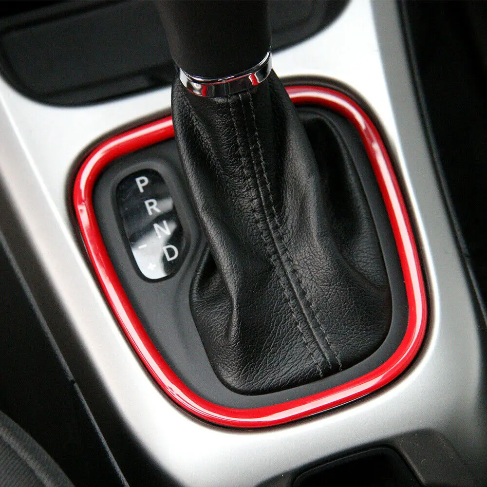 For 2017-2020 Jeep Compass Interior Gear Shift Box Frame Trim Cover Red - Image 2